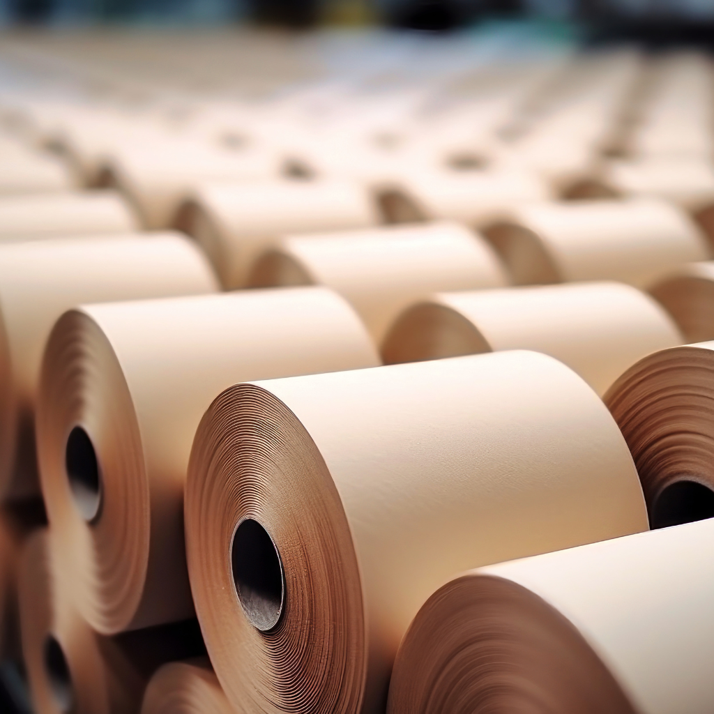 Kraft paper products in a holder